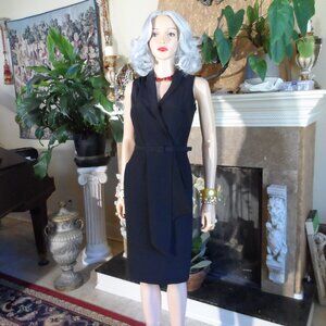 Agnona Black Belted Silk-Blend Surplice Dress – Size IT 42 / US 6